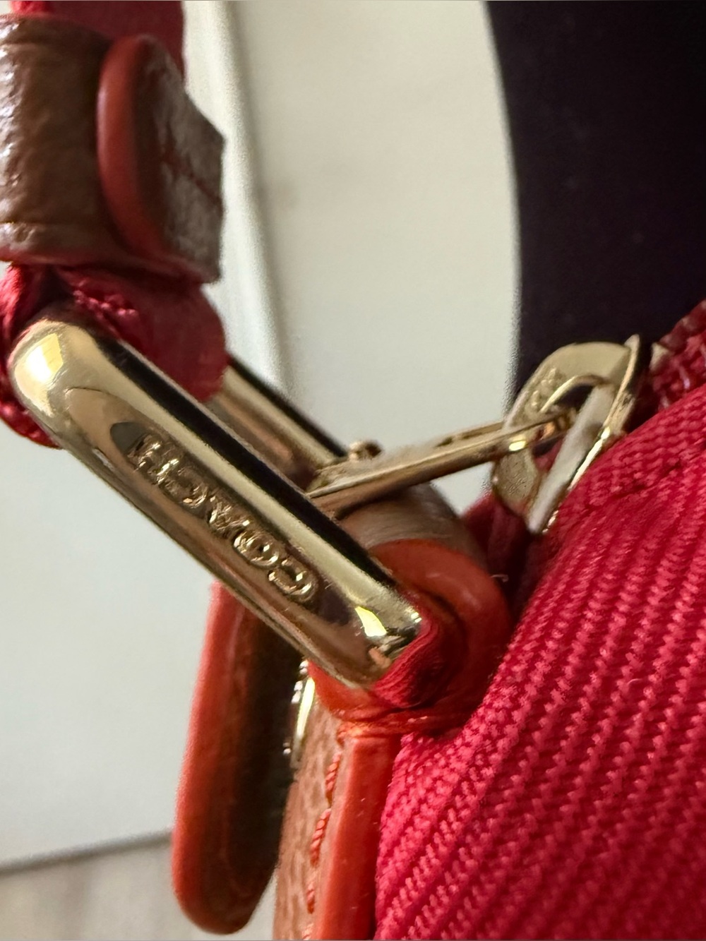 Coach Sawyer Nylon Leather Shoulder Crossbody Bag Red Crimson 2016 Pristine - Picture 11 of 14